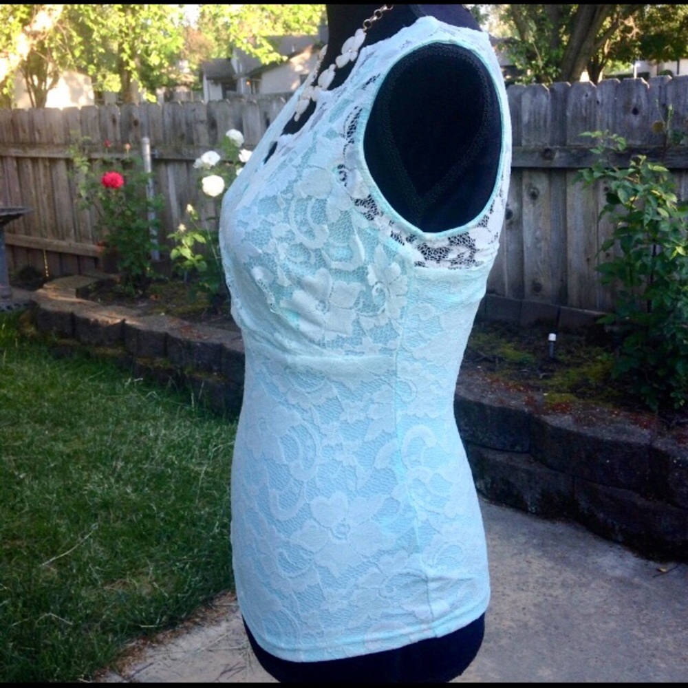 Gorgeous mint lace tank - Picture 5 of 7